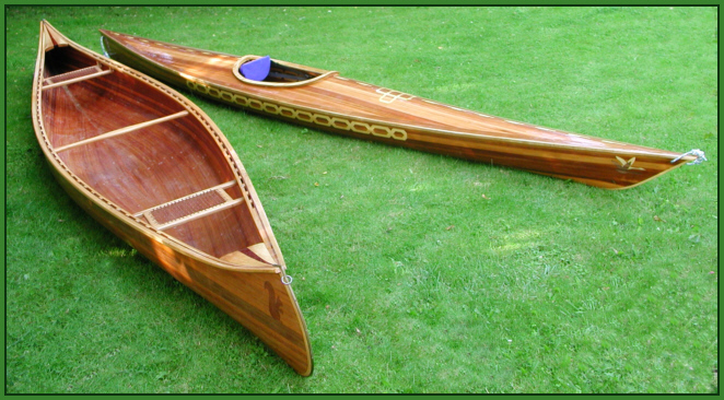 Canadese kano Soshone en zeekajak Caribou  Canadian canoe Soshone and seakayak Caribou 