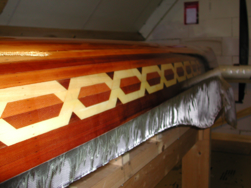 Zeekajak Caribou zijaanzicht in epoxy/glasdoek